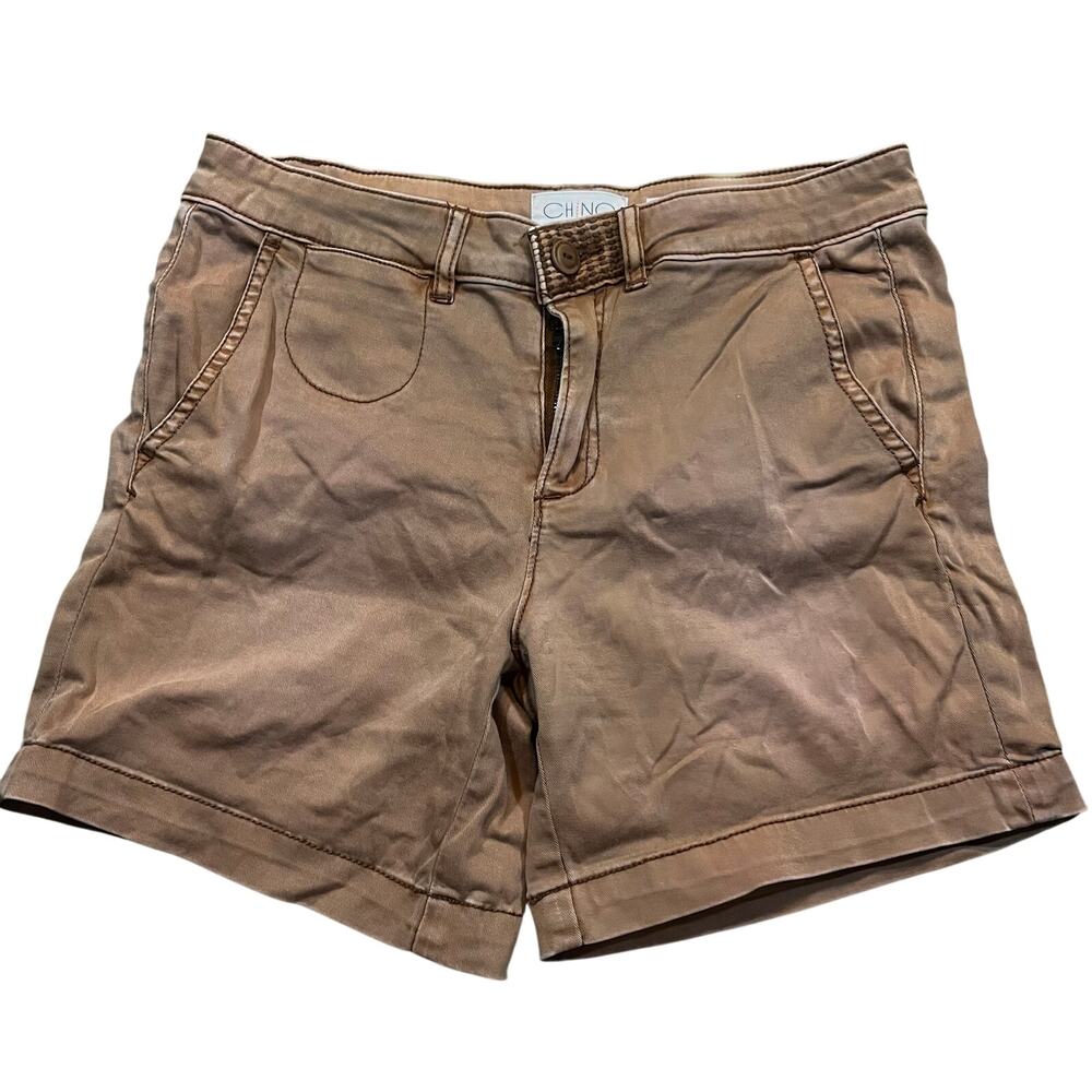 Chino By Anthropologie Relaxed Brown Cuffed Shorts Casual Women’s Size 25‎